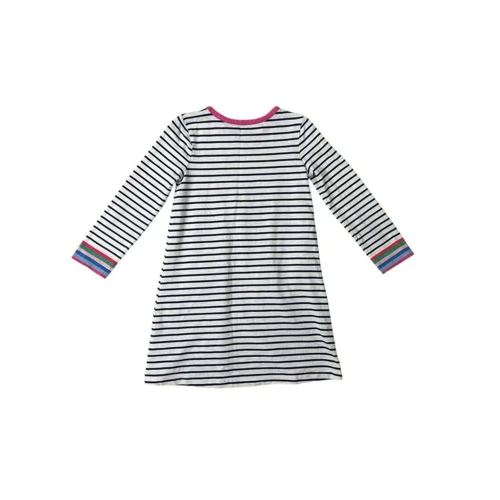 Mini Boden Dress Pockets Long Sleeve Spring Artsy Blue Stripe Girls 7-8 Years